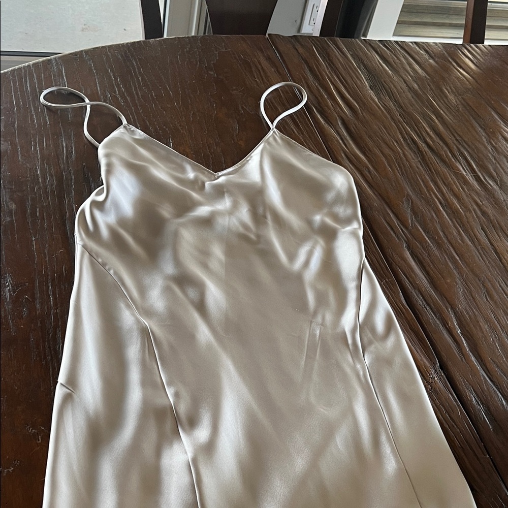 Satin Slip Midi Dress in Ivory